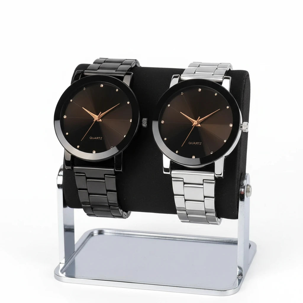 couple's quartz watches with diamonds