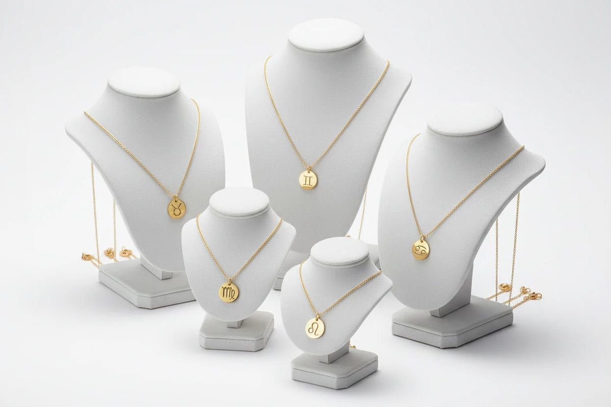 hollow zodiac necklaces for women