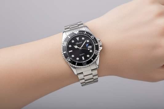 Men Silver Stainless Steel Waterproof Watches