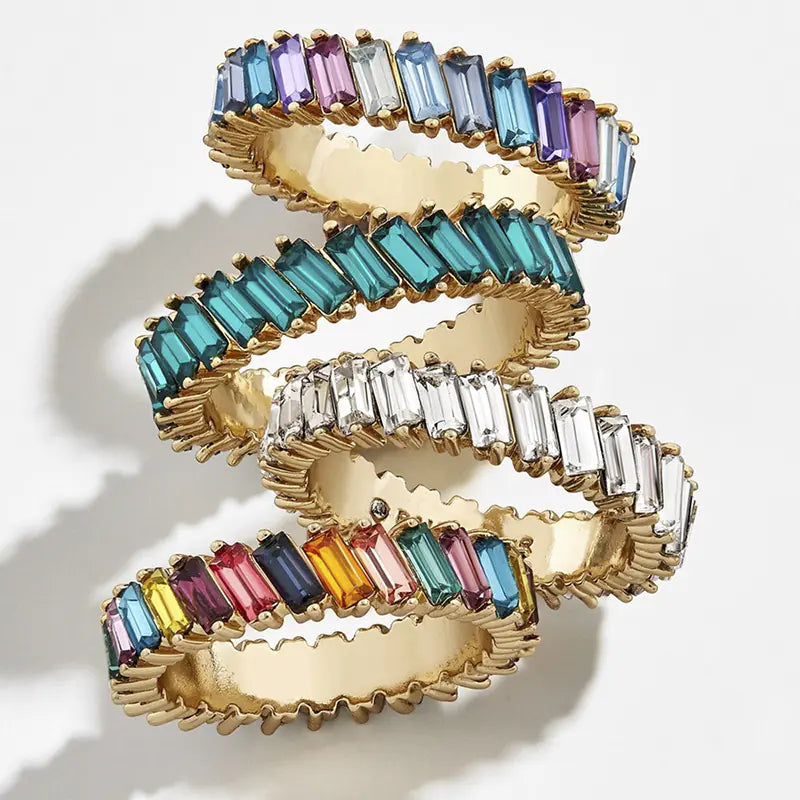 multicolor crystal alloy rings