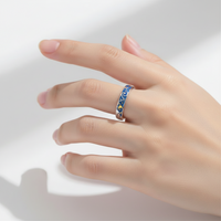 adjustable starry night silver promise rings
