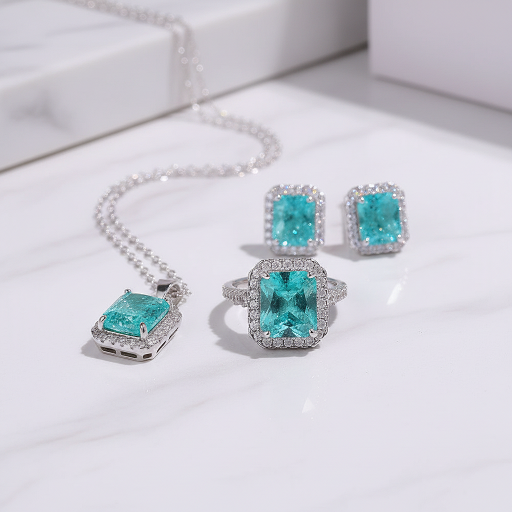 Paraiba gemstone jewelry set